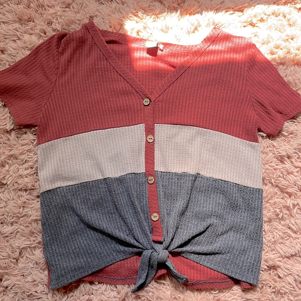 Red, white and blue top